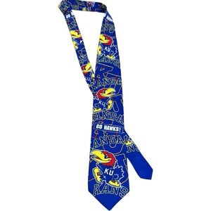 KU University Of Kansas Jayhawks RM Sport Classic Cut Blue Logo Necktie Tie